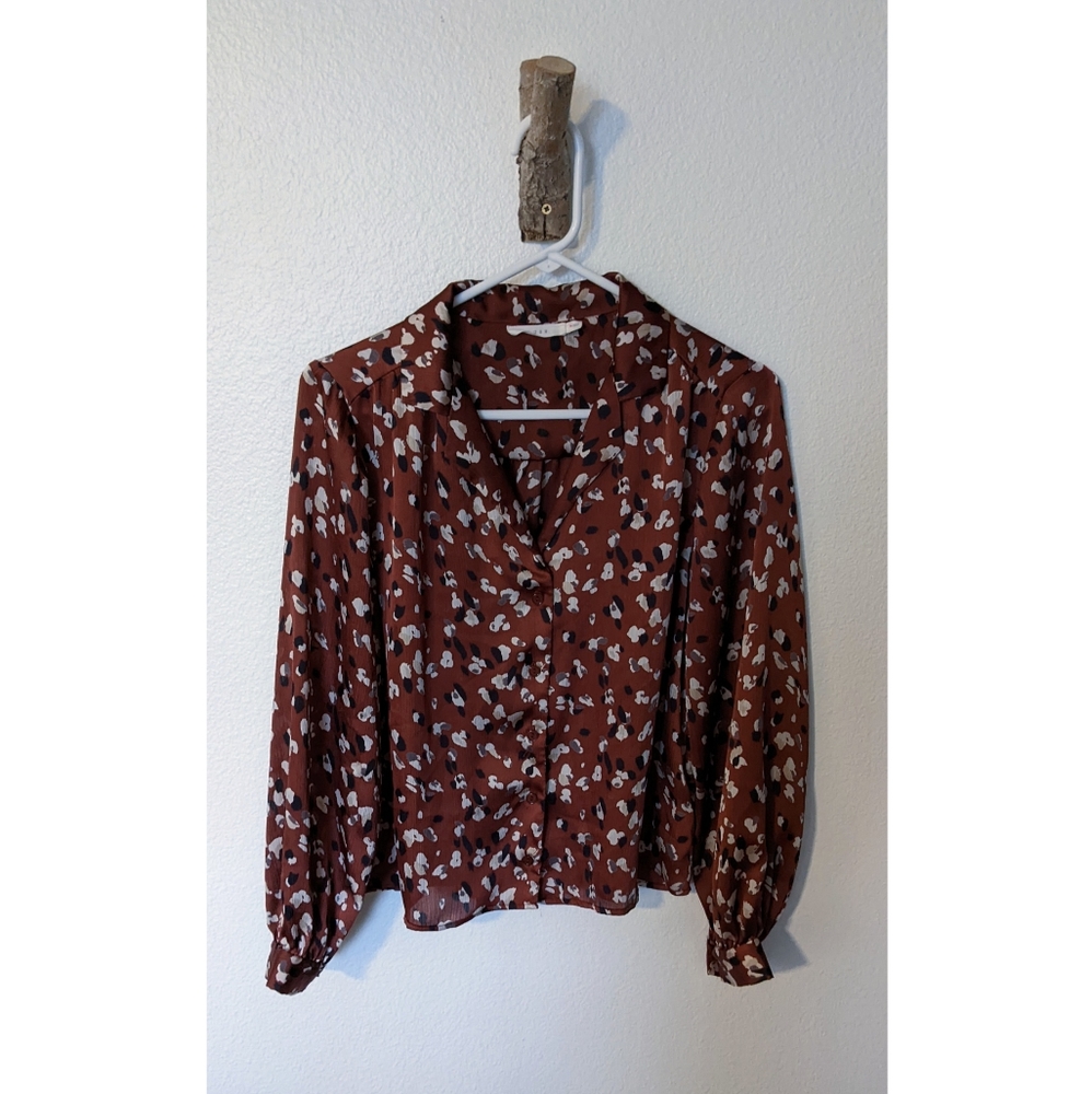Lush print collared blouse